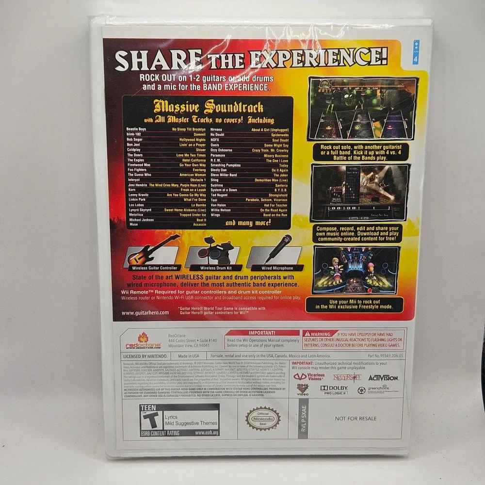 Activision NWT Guitar Hero World Tour Nintendo Wii White Music Rhythm Game